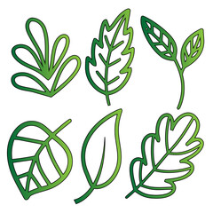Collection of Green Leaf Outlines Vector
