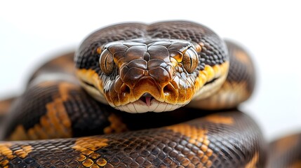 Fototapeta premium Close up view of a stunning python snake its scales and head are detailed