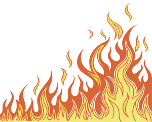 Hot Fire Frame Border Design Isolated on White Background