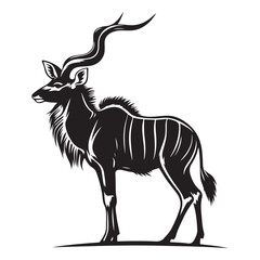 Elegant Kudu Antelope Silhouette Illustration Vector for African Themes