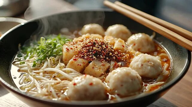 fishball noodles with spicy sambal video
