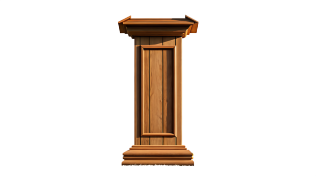 Wooden Column Isolated on Transparent Background for Architectural Design