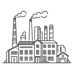 Obraz premium Detailed Silhouette of Industrial Factory Illustration with Chimneys