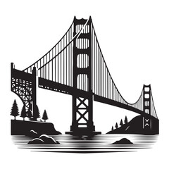 Stunning Golden Gate Bridge Silhouette Illustration San Francisco Landmark