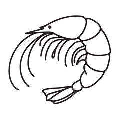 Simple Shrimp Line Art Vector Illustration Seafood Design Element