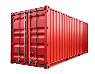 Red Cargo Shipping Container PNG Isolated