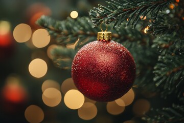 Obraz premium holiday spirit with red ornaments