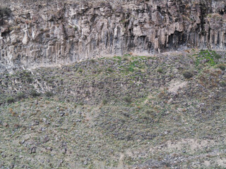 Nature pattern in basalt columns. Armenia. Hrazdan Gorge. Rocks in the mountain. Can be used as...