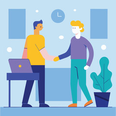 Successful Business Partnership Handshake Agreement, Collaboration, Teamwork, and Office Meeting