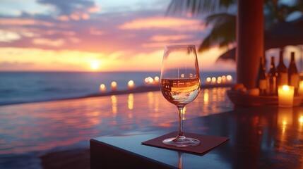 Obraz premium Sunset drink on beach