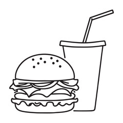 Delicious Burger and Refreshing Soda Illustration for Fast Food Concept