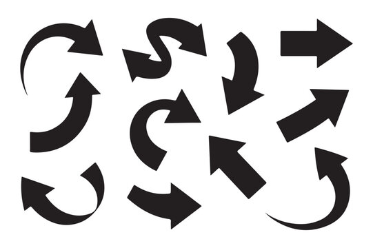 Collection of Black Arrows Various Shapes and Directions for Design Projects