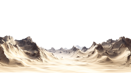 Arid desert landscape with rocky mountain range under clear sky