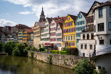 Naklejka premium Colorful Half-Timbered Houses Along the Neckar River in Tübingen, Germany