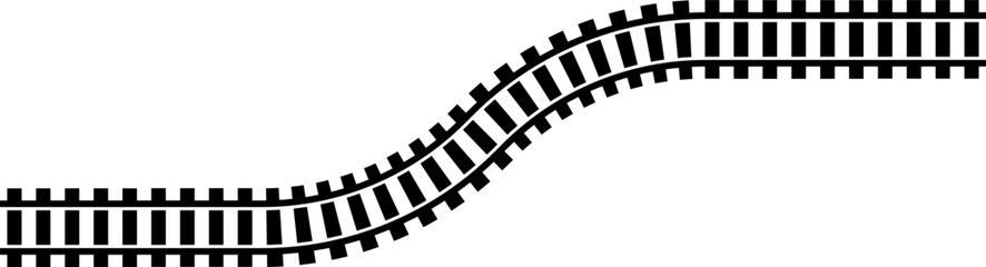 Railway train track vector route. Rail line, subway map, and railroad elements for game UI and graphic design icon set easy to edit. Rail pattern round circular curve railroad path icon © Volodymyr