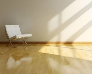 Modern White Chair in Minimalist Room Sunlight