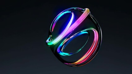 Smooth, swirling iridescent ribbons of light form a mesmerizing abstract sphere, glowing with vibrant neon colors against a dark background, creating a visually stunning and futuristic design - Powered by Adobe