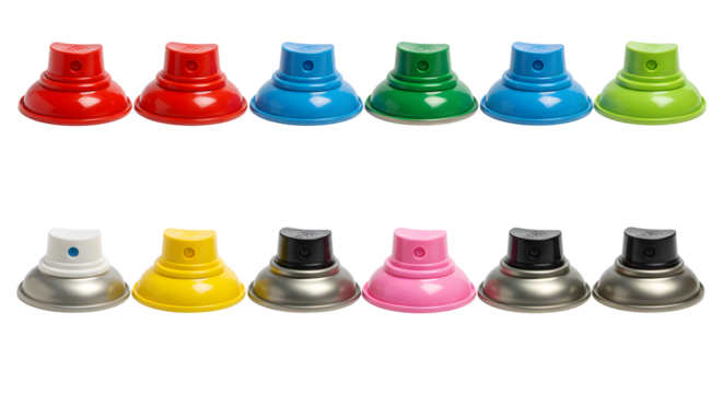 Colorful collection of suction cup bases arranged in rows, showcasing vibrant colors and modern design, ideal for product display