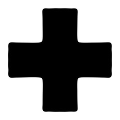 Obraz premium Solid black plus sign with rounded corners on a white background