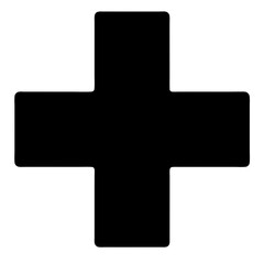 Fototapeta premium Geometric Black Plus Sign Illustration on White Background with Rounded Corners