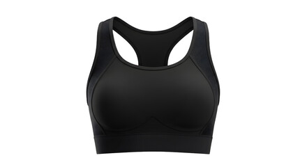 Sleek black sports bra designed for comfort and performance, showcased against a neutral backdrop for fitness enthusiasts