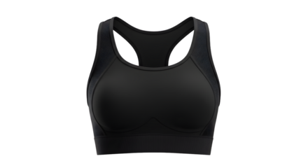 Sleek black sports bra designed for comfort and performance, showcased against a neutral backdrop for fitness enthusiasts