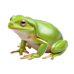 Obraz premium Vibrant Green Frog Sitting Peacefully on Ground with Smooth Skin and Expressive Eyes Transparent background or png