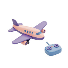 Pink and purple Toy Airplane with Remote Control on White Background