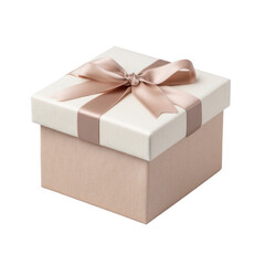 Elegant Gift Box with Satin Ribbon in Neutral Tones for All Occasions and Celebrations Transparent background or png