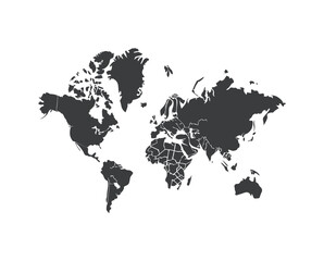 Obraz premium World map silhouette dark grey style