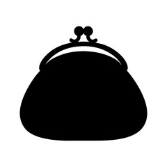 Obraz premium Isolated black silhouette of a clasp coin purse on white background