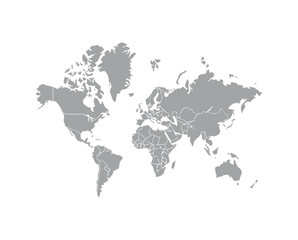 Obraz premium World map silhouette grey countries