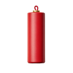 Red cylindrical object with a gold top, isolated on a clean background for design or decorative purposes Transparent background or png
