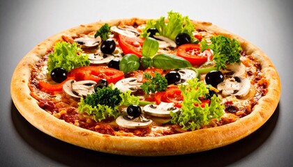 pizza with salami and tomatoes