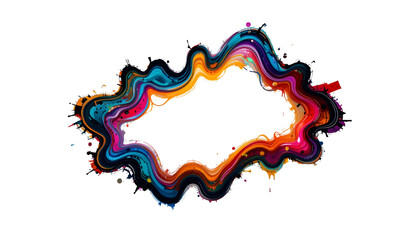 Colorful Fluid Abstract Frame - Vibrant Rainbow Flow Art Border - Modern Digital Design Element - Psychedelic Wavy Outline