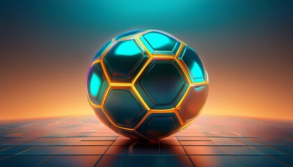 Fototapeta premium futuristic soccer ball on soft gradient background for sport design