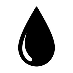 Simple black water drop illustration on white background for multiple use