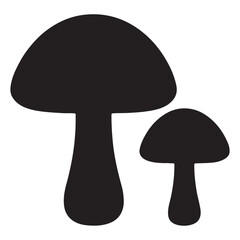 Mushroom Silhouette with Curved Stems and Rounded Caps