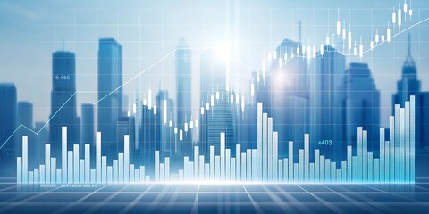 Stock market analysis financial graph and city skyline concept