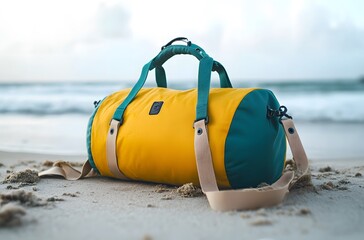 A travel bag and the calm nature of the sea represent the idea of ​​creating a pleasant environment by the sea for a little peace and tranquility in the summer heat.