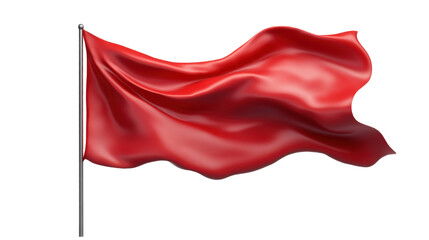 Red flag 3D render icon waving symbol of warning or celebration isolated on white background