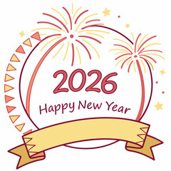 Happy new year 2026 fireworks celebration design