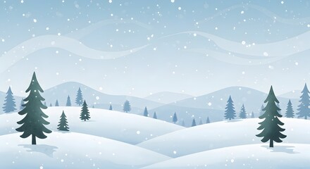 Naklejka premium Watercolor-Style Vector Winter Landscape with Mountains