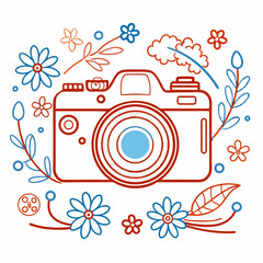 Obraz premium Silhouette of Blue Camera Isolated on White Background – Minimalist Photography Symbol, Digital Camera Outline, Modern Tech Icon, Conceptual Photo Graphic, Clean Studio Image 