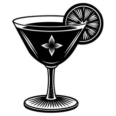 Silhouettes of a Pink Cocktail Glass and Green Coconut Drink – Tropical Beverage Icons, Summer Party Drinks, Minimal Bar Illustration, Exotic Refreshments, Vector Clipart for Design Use
