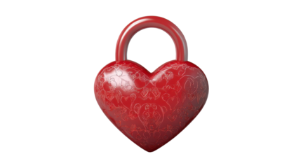 Red heart shaped padlock symbolizing love and security metal lock with keyhole isolated on white background