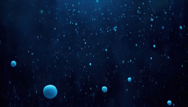 dark blue underwater particles floating in motion blur with glowing bokeh effect and dreamy depth for website background, print poster, or branding texture

