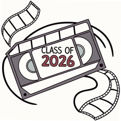 Class of 2026 vhs tape retro graduation design