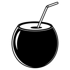 Silhouettes of a Pink Cocktail Glass and Green Coconut Drink – Tropical Beverage Icons, Summer Party Drinks, Minimal Bar Illustration, Exotic Refreshments, Vector Clipart for Design Use
