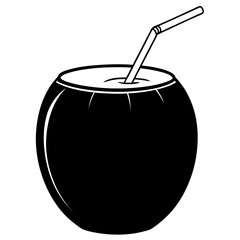 Silhouettes of a Pink Cocktail Glass and Green Coconut Drink – Tropical Beverage Icons, Summer Party Drinks, Minimal Bar Illustration, Exotic Refreshments, Vector Clipart for Design Use
